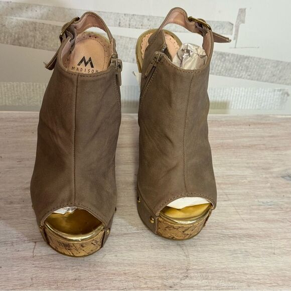 Madison Peep Toe Wedge Sandals size 6.5 good condition - Picture 1 of 7